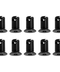 Rock Solid Heavy Duty Stainless Steel Dzus Quarter Turn Fasteners With 0.500 Inch Grip And Seven Sixteenths Inch Black Button Heads Built Tough For Custom Vehicles 10 Pack, black button heads viewed from above.