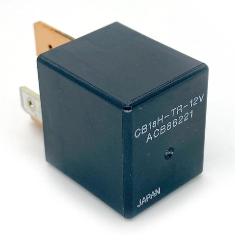 Two Pack 70A 12V DC Automotive Relay 4 Pin SPST With Resistor, compact black relay from Japan for EVs and battery isolation.