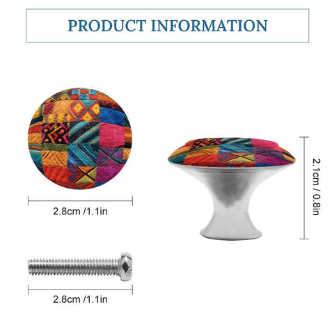 Dope Stainless Steel Cabinet Knobs Featuring A Knockout Multicolor Quilt Design With Hella Smooth Pulling Action And Hefty Durability For Real Deal Kitchen Or Furniture Upgrades, 1.1 in round top, 0.8 in depth.