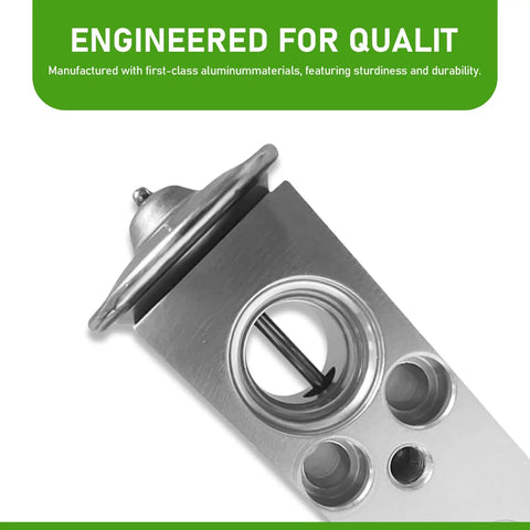 Close-up of Universal Car Expansion Valve For Air Conditioning System, Heavy Duty Metal Valve, High Temperature Resistant, Silver