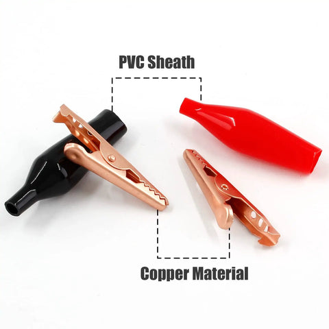 Insulated Copper Gator Clips 24 Pack for Electrical Testing Red and Black Crocodile Clamps 27mm Length with 6mm Jaw