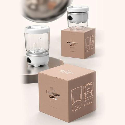 Mini Portable Washing Machine for Socks and Undies 1.6L Cordless USB Rechargeable Battery Operated Compact Laundry Washer in packaging.