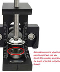Heavy Duty Pocket Hole Jig Kit For Carpentry And Woodworking Joinery With Aluminum Drill Guide, adjustable eccentric wheel close-up.
