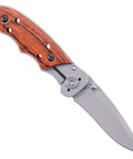 Framelock Folding Knife Kit FLX25 With Cocobolo Dymondwood Handles on white background, showing blade and handle detail.