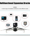 Drone with Vlog Ready Camera Mount and various action cameras and LED lights for DJI Mini 4 Pro, Mini 3 Pro, and Mini 3 models.