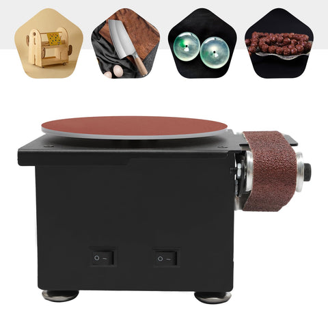 Side view of the Super Compact 3 In 1 Electric Belt And Disc Sander, Adjustable Speed Bench Grinder for DIY projects.