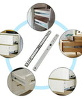 Rock Solid Side Mounted Ball Bearing Drawer Slides Smoother Than Silk Full Extension Metal Runners in various drawer settings.