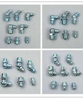 BESPORTBLE 260 Piece Grease Fitting Assortment Kit With Galvanized Iron Nozzles In M6 M8 M10 Sizes Including 90 Degree And 45 Angle Straight Zerk Fittings For Heavy Duty Mechanical Repairs And Auto Works, galvanized steel zerk fittings set
