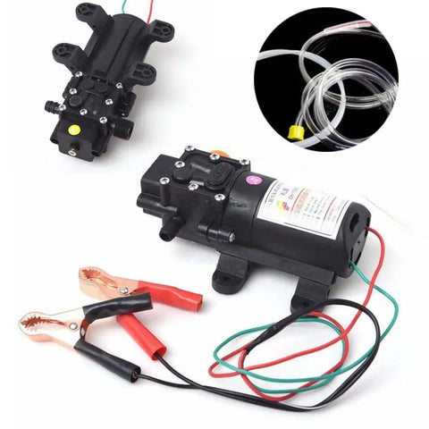 12V Vacuum Pump Siphon And Fluid Transfer Pump For Cars Boats Motorbikes Diesel Electric With Hose Black Workhorse For Fast Fluid Transfer 5L Per Minute 0.8MPa Max 60W Portable, black pump with hose and clips