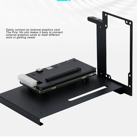 Premium Usb4 Egpu Enclosure With Pcie 16x Slot And Atx Power Interface showing a black metal housing for external GPU setup.