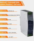 60W 24V Din Rail Power Supply For Factory Automation And Industrial Control, 2.5A, Ultra Wide Input 180-550VAC, -30 To 85°C, 4.7KV Isolation, 3 Year Warranty, Built Tough For Harsh Factory Floors, front view