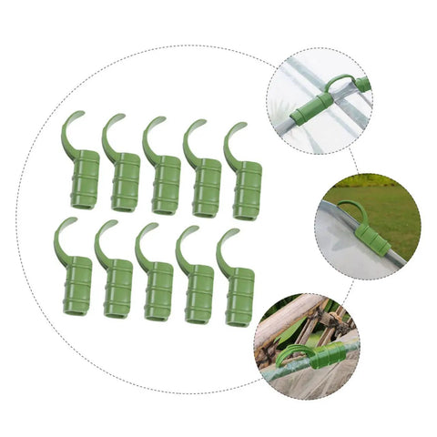 Green Bend Fittings Kit For Greenhouse Film Tubing, 15 Pack, Easy Clip Buckle Connectors For Film Fixing, Garden Support, Plant Tie-Downs, Row Cover Hardware, Durable Cultivation Gear