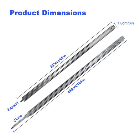 Heavy Duty Drawer Slides With Locking Side Mount For Industrial Use, Solid Q235 Cold Rolled Steel Construction, Anti Distortion Design, Supports Up To 300 Pounds, Rust Resistant Electroplated Finish, Lockable Drawer Slides For Secure Access, 80in dimensions