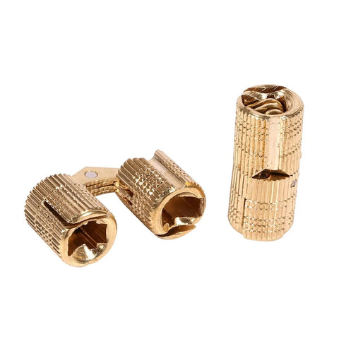 Four Pack Built Different Barrel Hinges For Cabinet Doors And Worktop Setups Featuring Slick Swing Gate Mounts Crafted For Premium DIY Projects And Hassle Free Installation Fixes, gold metal with textured surface.