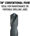7/8 Inch Reduced Shank High Speed Steel Drill Bit With 1/2 Inch Shank DWDRSD Series with 118-degree conventional point
