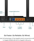 Back view of Dual Band AX3000 WiFi 6 Router Archer AX55 showing ports and EasyMesh compatibility.