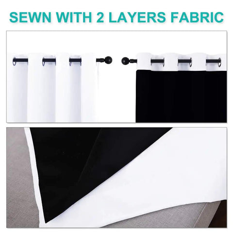 White Blackout Curtains 90 Inches Long Two Panels 46 Inches Wide Each Full Light Blocking Thermal Insulated Drapes with grommets.