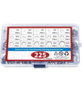 225 Piece External Retaining Rings Set In 304 Stainless Steel Snap Rings Assortment Kit in transparent case