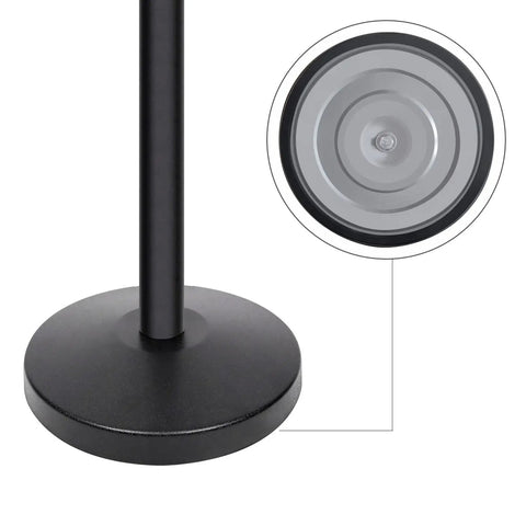 Base detail of Premium Pro-Grade Crowd Control Stanchions With 6.5 Ft Retractable Belt, Easy Assembly, Sturdy Black 2-Pack.