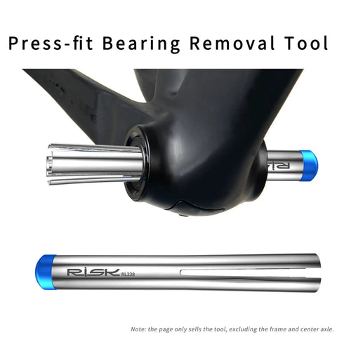 Pro Grade Bicycle Bearing Press Tool Kit For BB86 BB90 BB92 And Shimano SRAM Press Fit Systems in use on bike frame