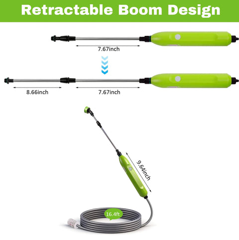 Electric Sprayer Wand With 29 Inch Reach, 3 Adjustable Nozzles, Telescoping Garden Sprayer Tool, 16 Foot Hose, Retractable Design