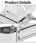 Close-up views of 2.5 Inch Exhaust Clamp Set, Polished T304 Stainless Steel, Universal OD To OD Fit, highlighting bolts and sleeves.
