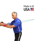 Stellar Resistance Band Wall Anchor Kit For Home Gym And Physical Therapy Badass Steel Loop Hook in use during stretching.