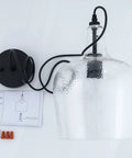 Modern Glass Pendant Light In Black One Light Dome Fixture For Kitchen Island And Dining Hallway Large 10 Inch Shade with accessories