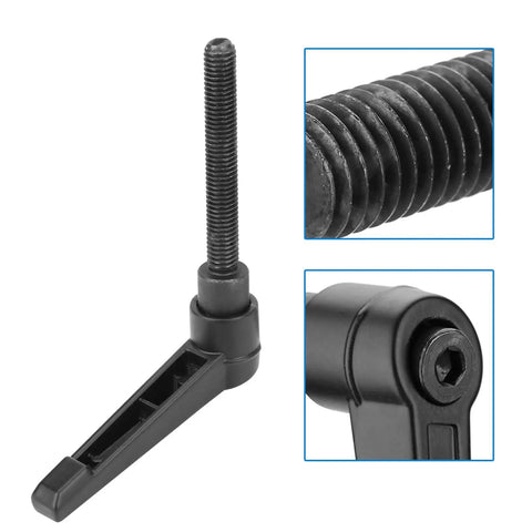 Four Pack Heavy Duty Adjustable Clamp Levers Featuring Slick Quick Release Buttons And 70Mm Serrated Grip Knobs With Male Thread Studs close-up view of adjustable clamp lever with threaded stud.