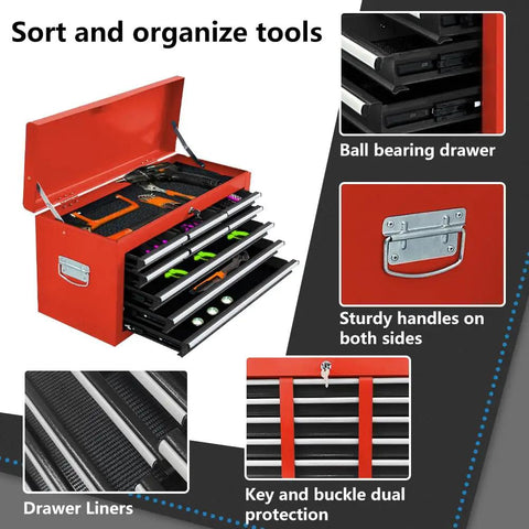 Heavy Duty Thirteen Drawer Rolling Tool Chest With Massive Mobile Storage Cabinet Secured Tight With Heavy Load Capacity Smooth Roll Quad Casters Built For Hardcore Garage Folks And Weekend Warriors Gear Storage Black And Red