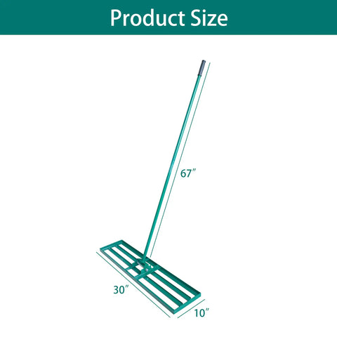 Lawn Leveling Rake With Heavy Duty Handle 42 Inch By 10 Inch Stainless Steel Yard Tool dimensions illustration