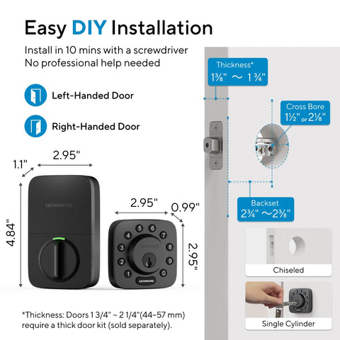 Top Shelf Z Wave Deadbolt Smart Lock Delivering Smooth Long Range Reach And Intuitive App Control For Zero Drama Home Automation, detailed installation dimensions and specifications.