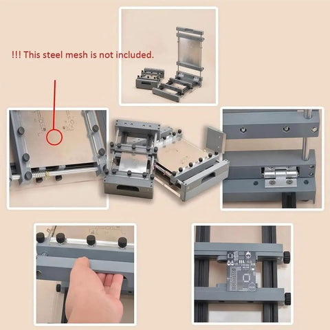 Desktop Manual PCB Solder Paste Printing Table For SMT Stencil Printing, Precision Mini Screen Printer For 150 By 150 mm PCBs, close-up details