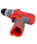 Heavy Duty Cordless Drill Driver And Impact Wrench Combo High Torque 20-52Nm With 25 Speed Settings Rubber Grip For Home Improvement Projects ABS Construction Power Tool You Will Love angled view of red and gray drill.