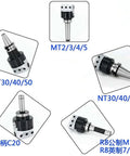 Premium One Piece Collet Chuck Holder For BT30 And R8 MT2 Tapers With F1 Boring Bar Adapter displayed in various taper options.