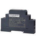Straight Up Reliable 15 Watt 12 Volt Din Rail Switching Power Supply 1.25 Amp rear view with model details and barcode.
