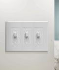 3 Gang Masque Decorator Cover Toggle White For Replacing Discolored Outlets And Painted Wall Plates NEMA Compatible Easy Install Durable Residential Wall Plate For Modern Home, 3-gang white
