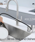 No Fuss Two In One Sink Glass Rinser Stainless Steel Cup Washer With 360 Reach Pull Out Spray Head For Glasses And Plates Nifty Snap On Design That Tackles Grime And Leaves Everything Spotless in action rinsing dishes.