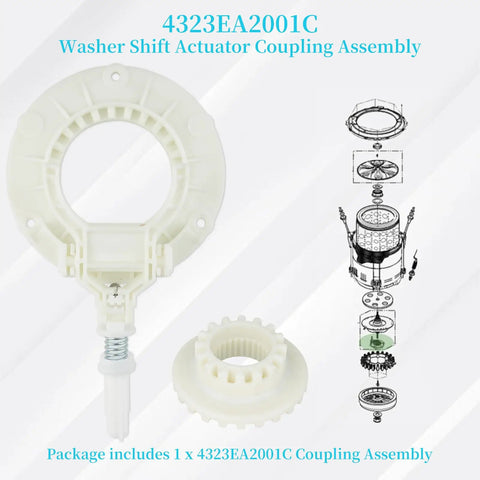 Washing Shift Actuator Coupling Assembly Replacement for LG and Kenmore Washers, showing components and diagram