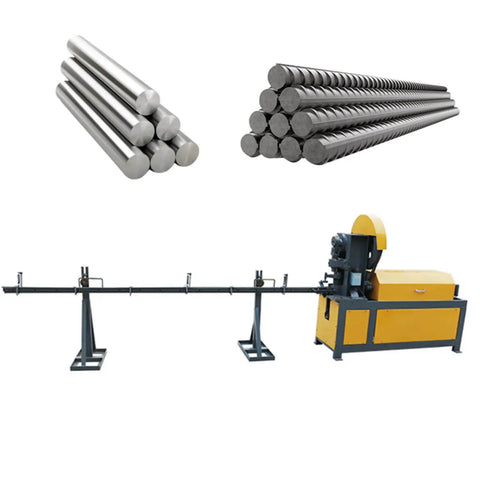 Top Tier Portable Automatic Rebar Straightening And Cutting Machine Steel Bar Processor, heavy-duty, mobile unit with rebar and cutter.