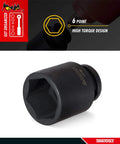 11mm Half Inch Drive 6 Point Metric Shallow Chrome Molybdenum Impact Socket with High Torque Grip and Black Phosphate Finish