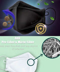 Black KF94 Face Masks 4-Ply Disposable Breathable Protection with filtration details, ideal for everyday use, 40-pack.