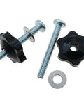 Eight Sets T Track Knob Kit With Galvanized Iron Screws One Quarter Twenty By Two Inches And One Quarter Inch Black Hex Nut