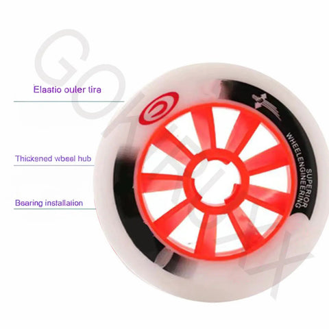 Pro Inline Skate Wheels Set 2 Pack 90mm 100mm 110mm 125mm With 85A Hardness ABEC-9 Bearings High Rebound PU close-up view.