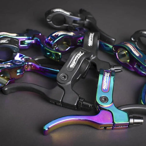 Collection of Throttle Series BMX Right Brake Lever Oil Slick Finish With Lightweight Design And Precise Control For Intermediate Riders