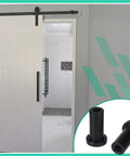 10 Set Barn Door Spacers Kit 2 Inch For Sliding Track Hardware With Screws Lag Bolts And Wall Anchors Carbon Steel Includes Plastic Wall Inserts For Easy DIY Track Connection And Stable Door Alignment in use with white sliding barn door.