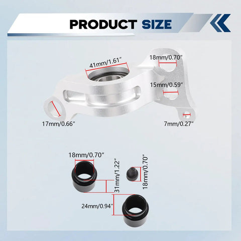 Racing Compliance Brackets With Spherical Bearings For Honda Civic EG 92 95 And Acura Integra 94 01 Bolt On Performance Upgrade With High Load CNC Machined Billet Aluminum Housing For Precise Fit, size chart
