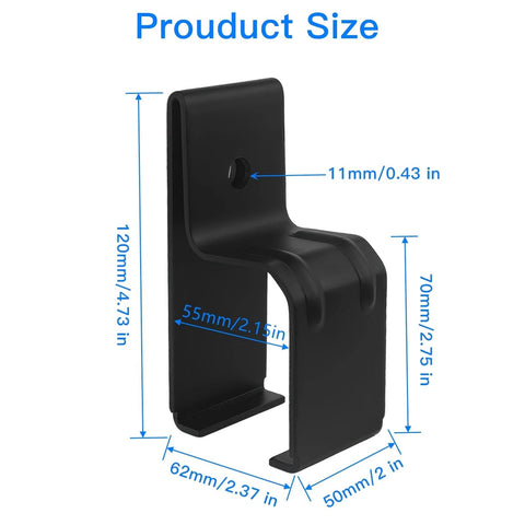 Heavy Duty Box Rail Hanger Bracket For Exterior Barn Door Hardware Rail Mount Bracket With Included Bolts Black 4 Pack Durable Rust Resistant Alloy Steel Construction For Outdoor Use, showing dimensions.