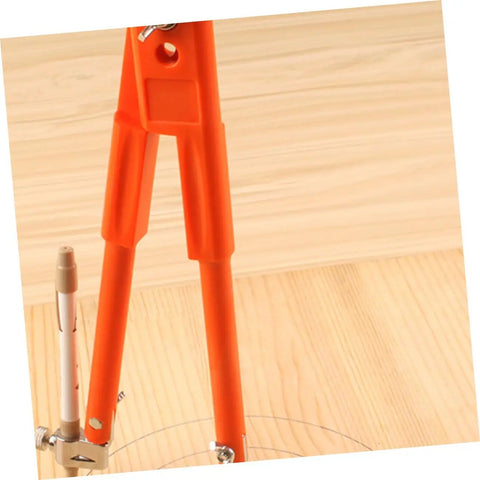 Premium Adjustable Scribing Compass For Fine Woodworkers Solid Zinc Alloy Center Marking Tool with orange legs and sharp pen.