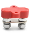 Heavy Duty 2 Piece 5 16 Dual Stud Battery Distribution Block 12 Volt 200 Amp Positive Negative Bus Bar For Auto Marine Truck Built Tough No Sweat Wiring Pro Grade close-up of red rubber cover and metal base
